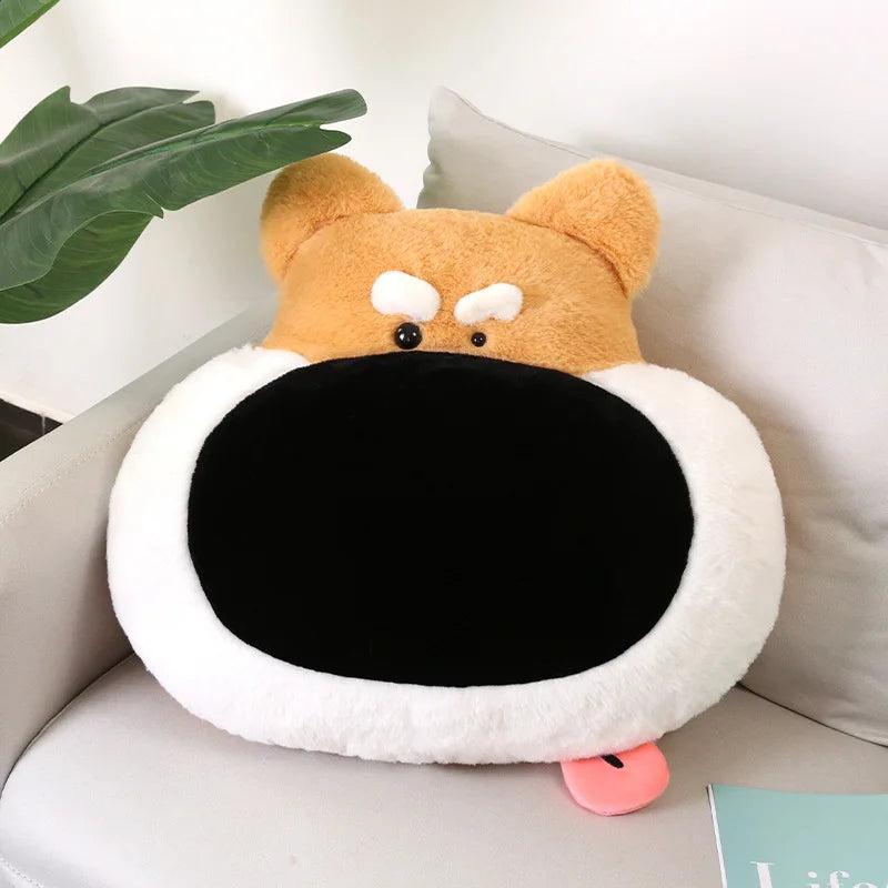 Kawaii INS Hot Sale Big Nose Plush Dog Head Toys Pillow Super Soft Stuffed Animals Puppy Cushion Sofa Bed Decor Funny Present