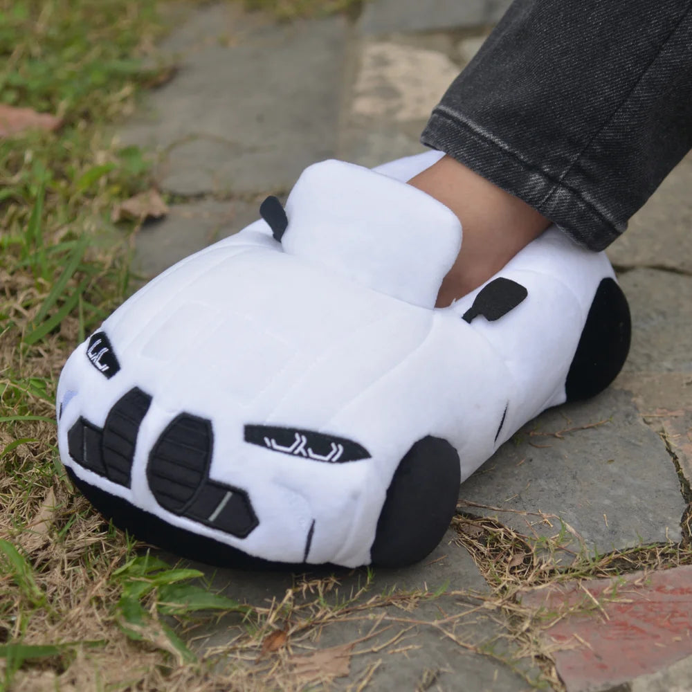 TreasuringU Car Shape Plush Shoes Vehicle Car Warm Soft Fluffly Slippers Women Men Winter House Slipper Christmas Gifts