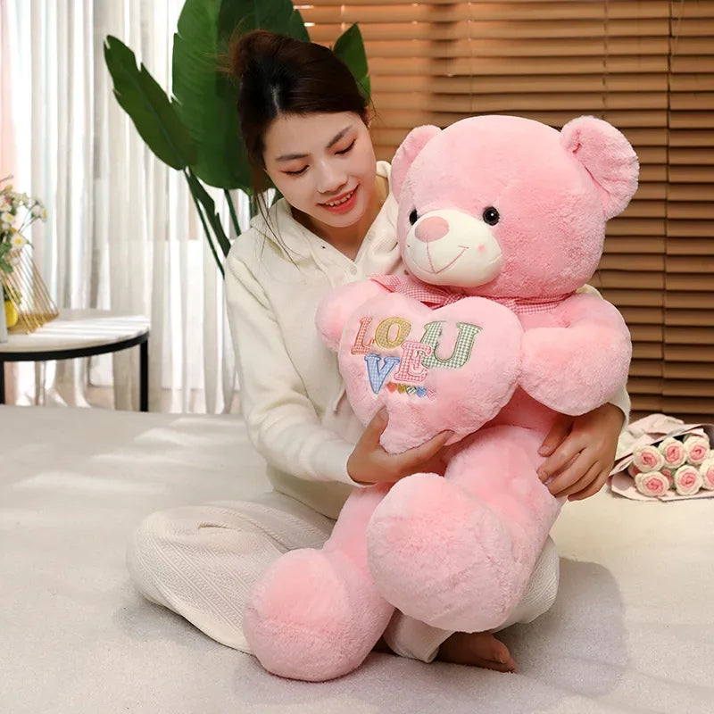 New Flower Silk Ribbon Love Bear Plush Toys Stuffed Cute Bear Doll Boys&Girls Valentine's Gift Kids Baby Christmas