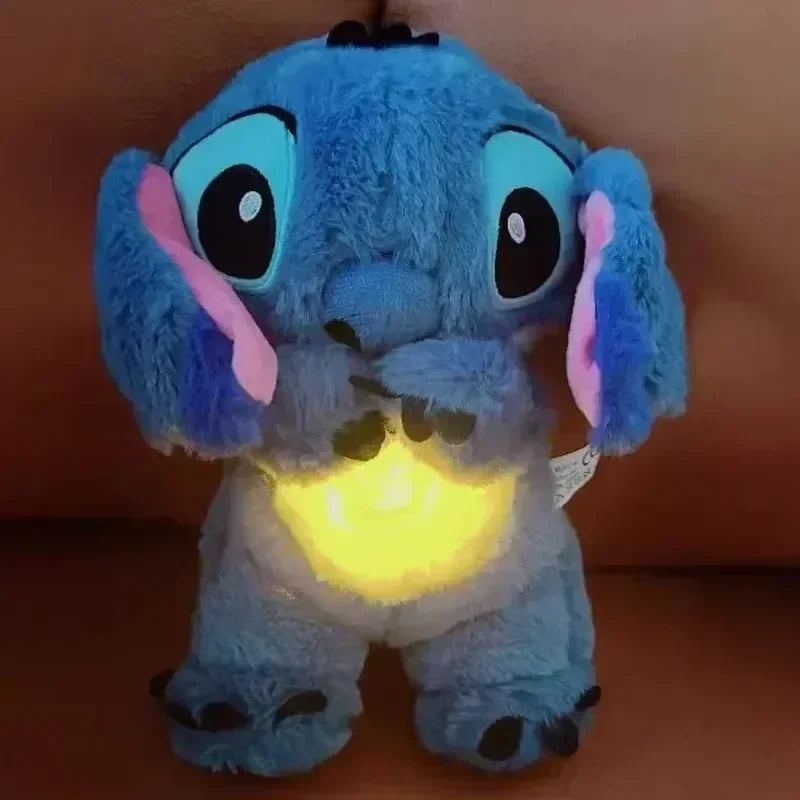 Disney Stitch Plush Doll Breath Girls Peluche Lilo&Stitch Kawaii Soothes Toy Anime Baby Music Light Sleep Toys Model Xmas Gifts