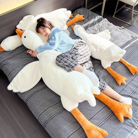 190cm Giant Long Plush White Goose Toy Stuffed Lifelike Big Wings Duck Hug Massage Throw Pillow Boyfriend Cushion For Girl