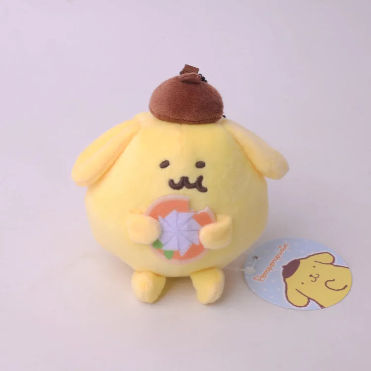 Sanrio 12Cm Keychain Hello Kitty Cinnamoroll  Kuromi Food Plush Doll Kawaii Melody Fries Anime Cartoon Plushie Toy Gifts