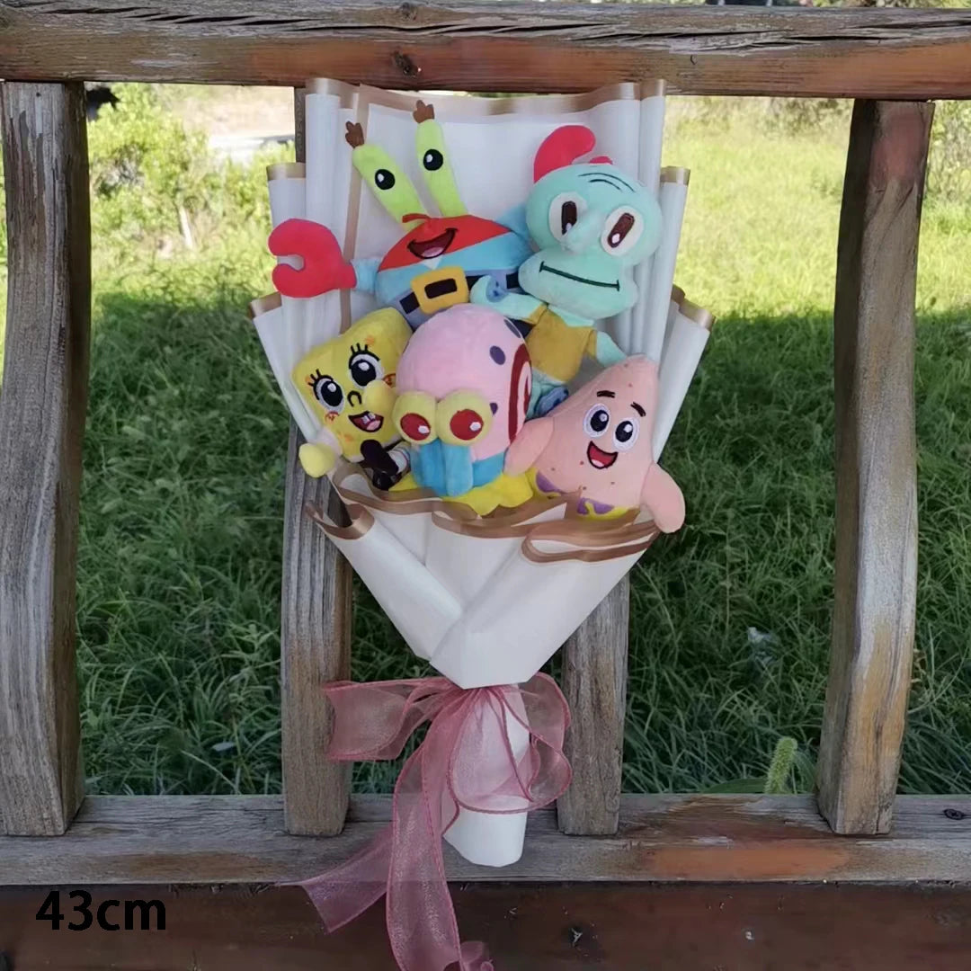 Anime Spongebob Squarepants Patrick Star Squidward Eugene H. Krabs  Plush Bouquet Christmas and Valentine's Day Gifts