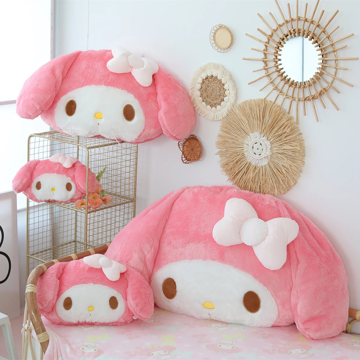 Soft My Melody Plush Toy Big Size Hug Pillow Comfortable Back Cushion Lovely Japanese Style Plushies Sofa Decorative Pillow