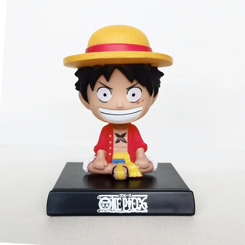 One Piece Luffy Zoro Sanji Bobblehead Toys Anime Figure Q Ver. Chopper PVC Car Decoration Collectible Handmade Model Xmas Gifts