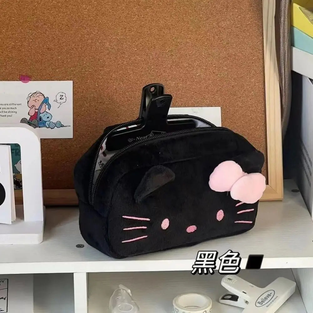 Hello Kitty Plush Storage Bag Sanrio Makeup Bag Pencil Case Cartoon Student Stationery Bag Girl Makeup Bag Birthday Gift