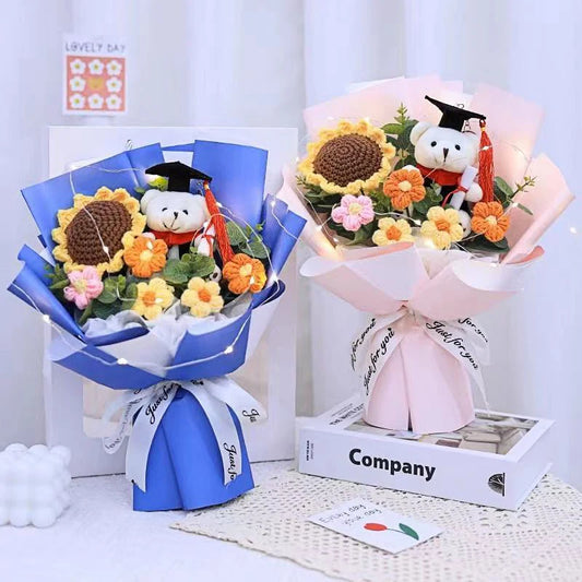 Cute Teddy Bear Plush Graduation Flower Bouquet Stuffed Toy Animal Cartoon Creative Birthday Valentine's Day Christmas Gifts