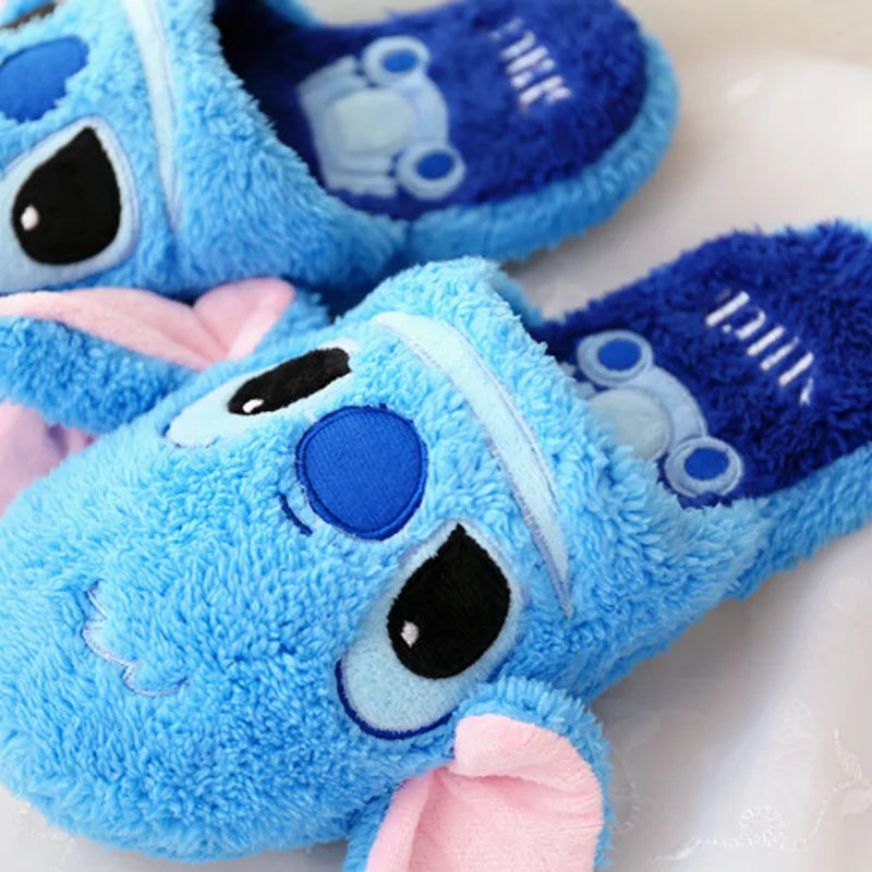 Disney Cartoon Plush Slippers In Autumn And Winter Creative Alien Stitch Winnie The Pooh Soft Home Slippers 35-38 Yards Unisex