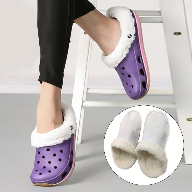 1pair Hole Shoes Velvet Liner Winter Warm Shoes Covers Thickened Soft Shoes Cover Detachable Cotton Sleeve Plush Inner Liner