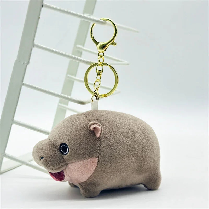 Moo Deng Plush Keychain Bag Pendant The Hippo Plush Doll Key Chain Cute Pygmy Hippopotamus Bouncy Pig Plush Doll Bag Charms