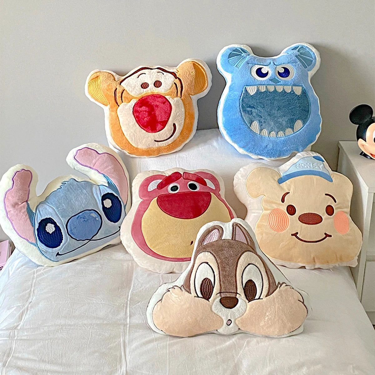 40cm Disney Cute Pooh Bear Stitch Plush Toy Anime Plushies Lotso Tigger Sullivan Throw Pillow Cushion Cuddly Stuffed Cartoon