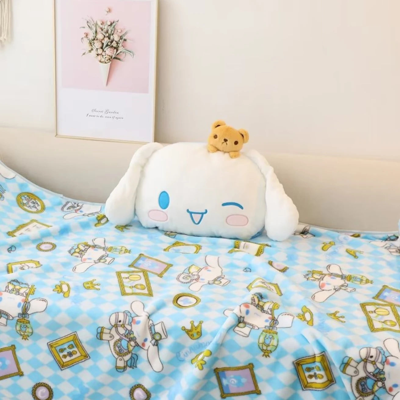 Cute Kuromi My Melody Cinnamoroll Pochacco Plush Toy Stuffed Cartoon Anime Soft Comfortable Hug Plushies Throw Pillow Blanket