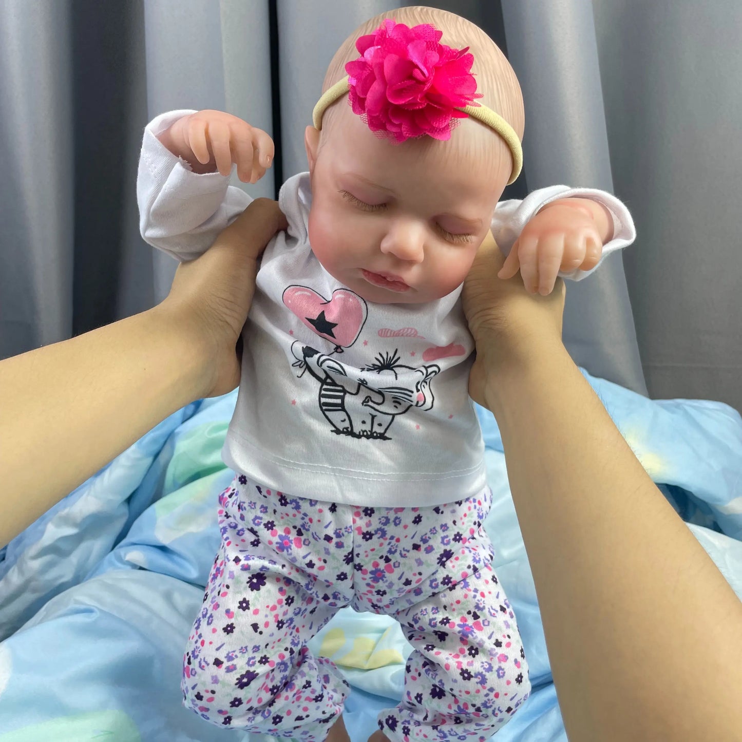 50CM Finished Reborn Baby Dolls LouLou Sleeping Girl Lifelike Silicone Vinyl Newborn 3D Skin Visible Veins DIY Toys For Girls