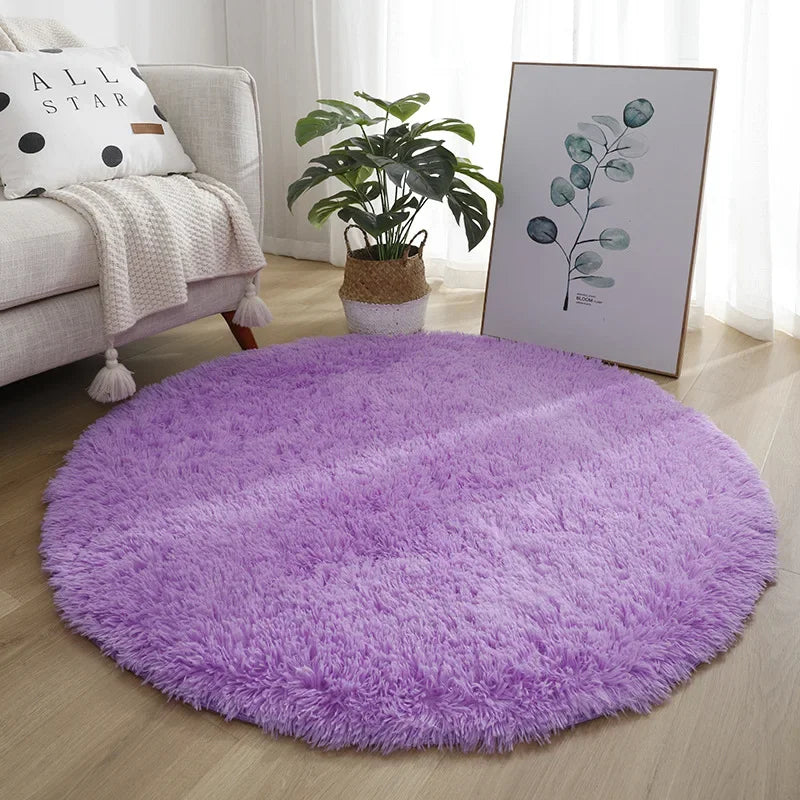 Vikama home decorat round soft runner rug for bedroom living room plush fluffy mat shag furry area carpet non-slip girls room