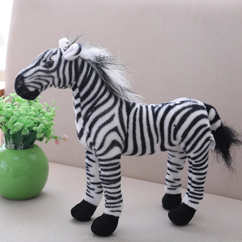 30cm Simulation Horse Plush Toys Cute Stuffed Animal Zebra Doll Soft Realistic Horse Toy Kids Birthday Gift