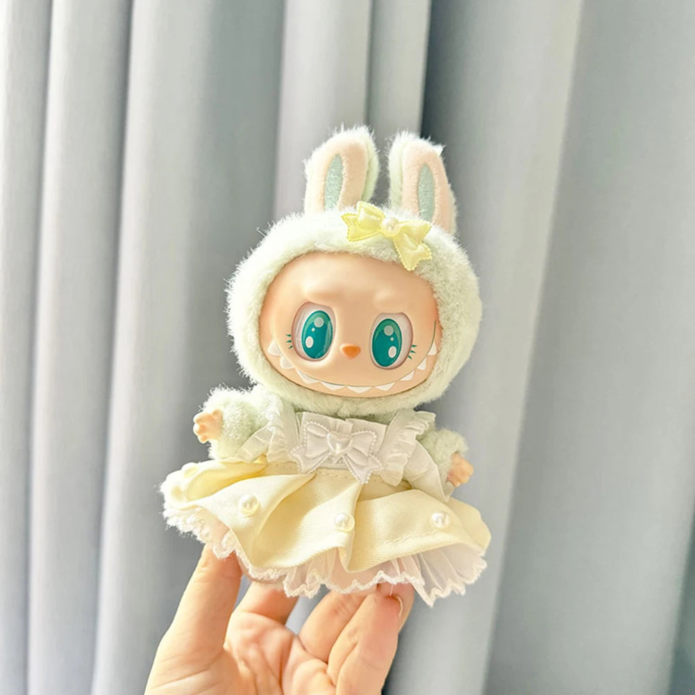 Mini Plush Doll'S Clothes Outfit Accessories For Korea Kpop Exo Labubu Idol V1 V2 bubble overalls hat Clothing Gift