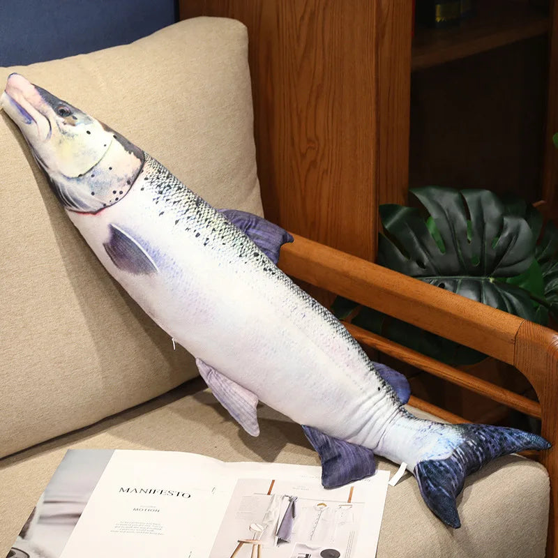 Giant Creative Simulation Fish Bream Tuna Salmon Plush Toy Cute Realistic Grouper Saury Plushies Pillow Funny Room Decor Gift