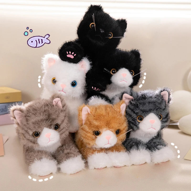 40/53CM Simlation Lying Kitten Plush Toys Fluffy Cat Stuffed Animal Pet Doll Black Orange Gray White Gray Cat Plushie Toys