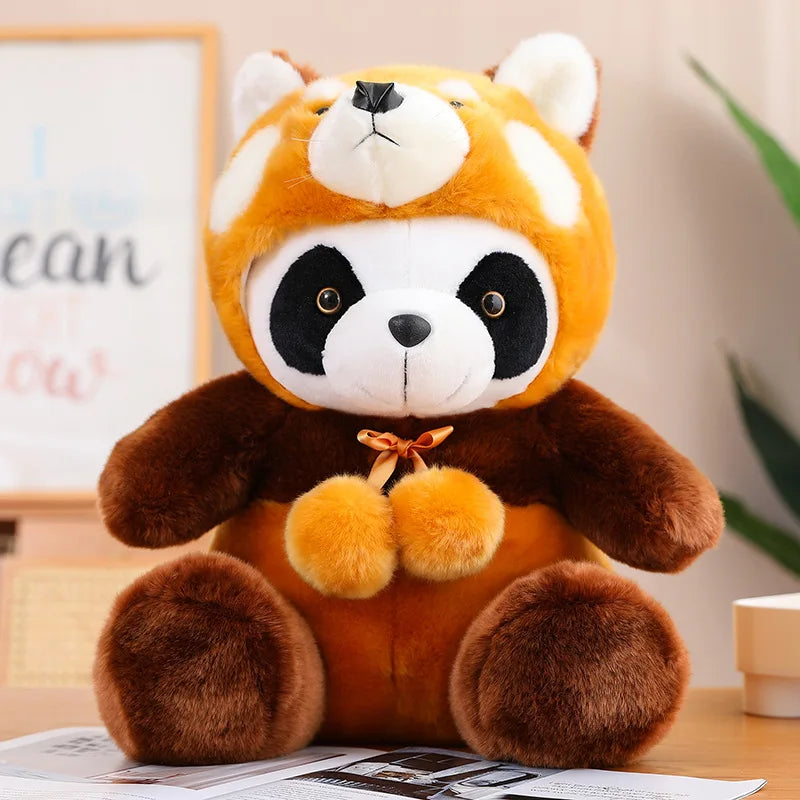 Cuddly High Quality 25/30/40cm Sitting Soft Stuffed Panda Dressing Up Raccoon Toys Plush Animals Bear Cosplay Raccoon Peluche