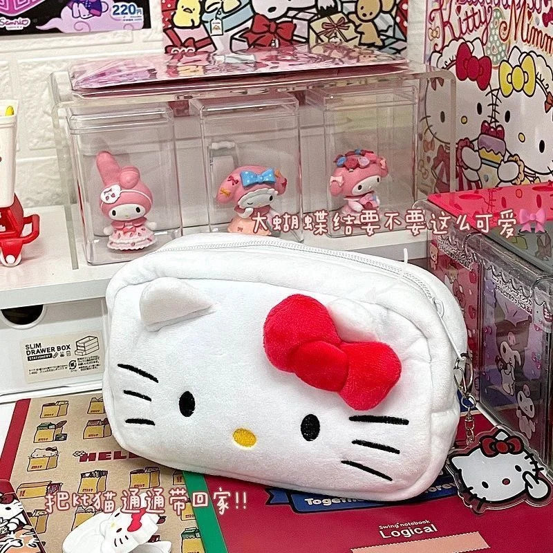 Hello Kitty Sanrio Pochacco Cute Plush Japanese Ins Style Pencil High-capacity Case Pencil Case Student Stationery Cartoon Gift