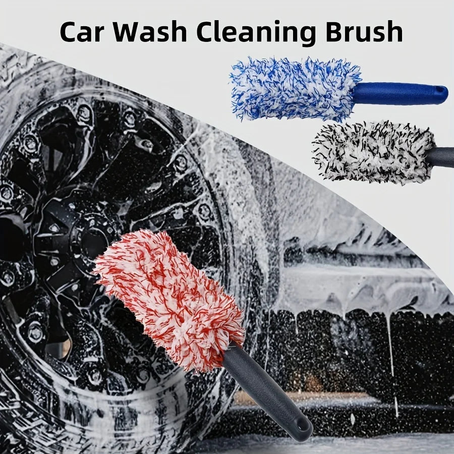 Car Wash Super Brush Plush Premium Wheels Brush Non-Slip Handle Easy To Cleaning Rims Spokes Wheel Barrel Car Detailing