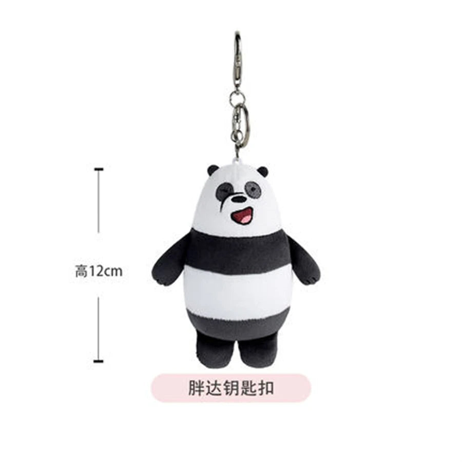 12cm We Bare Bears Anime Plush Keychain Toys Pendant Grizzly Panda Ice Bear Key Ring Stuffed Dolls Plushies Gifts