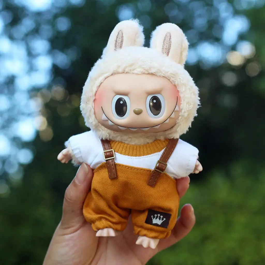 17cm Mini Plush Doll'S Clothes Outfit Accessories For Korea Kpop Exo Labubu Idol overalls pants set Macaron doll Clothing Gift