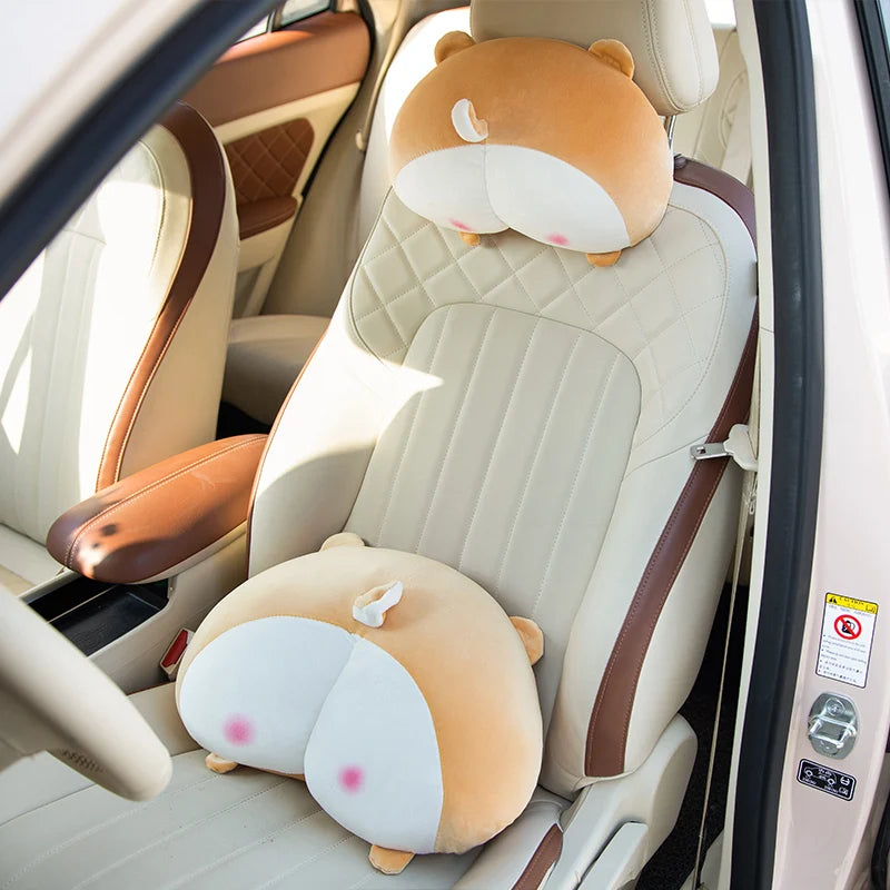 30/42CM Corgi Butt Shaped Plush Pillow Soft Stuffed Cushion Sexy Pink Pig Gray Cat Neck Pillow Car Decoration Toys