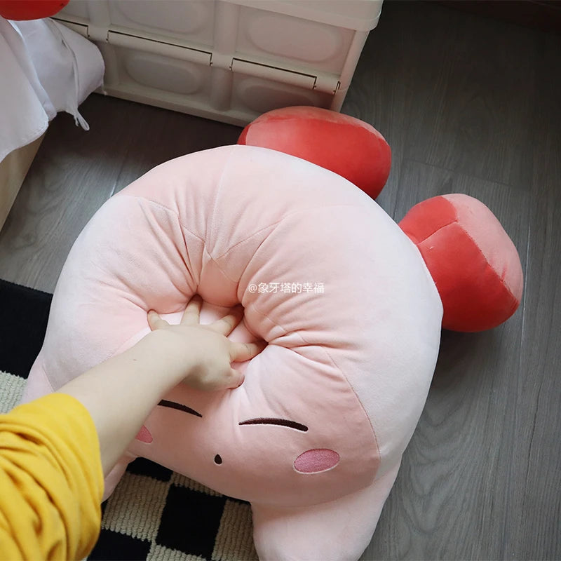 60cm Soft Cuddly Kirby Plush Toy Lovely Stuffed Anime Sleeping Kirby Plushies Throw Pillow Sofa Bed Girly Home Decor Xmas Gifts