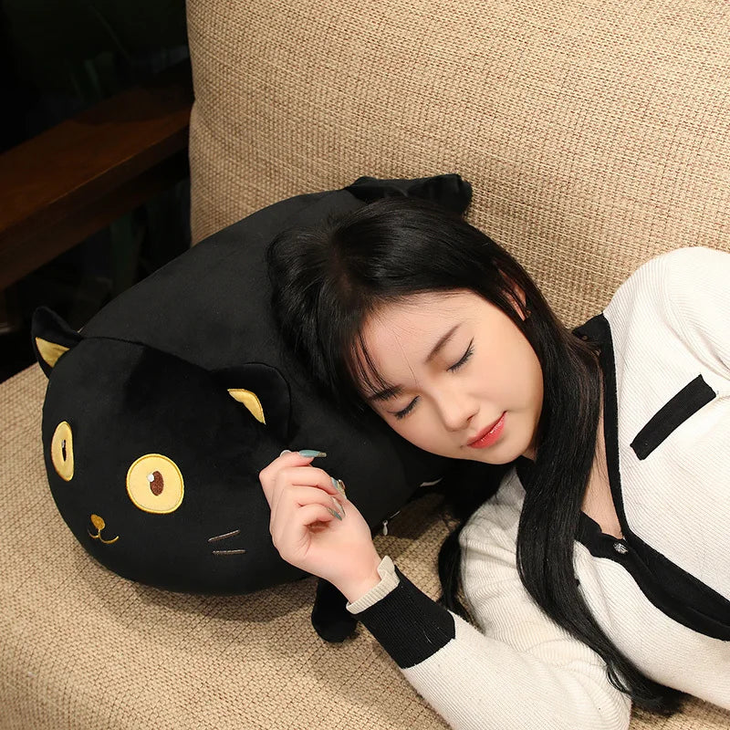 35-70CM Big Eyes black cat Plush Toy Soft Cat Doll Cute Plushie Peluche Kitten Pillow Sofa Cushion For Girls Valentine Day Gift