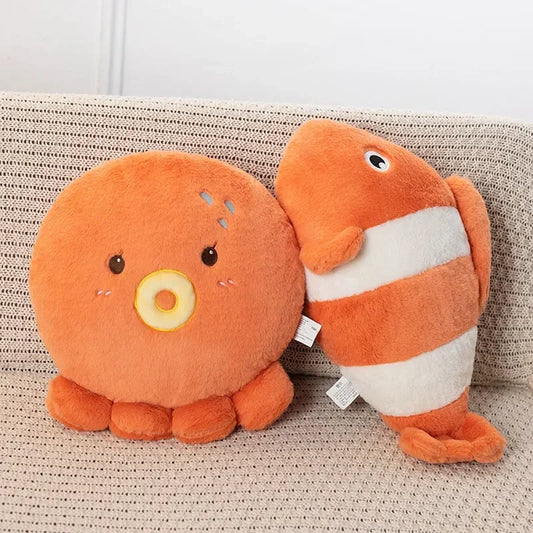 New Octopus Seals Clown Fish Plush Toy Soft Fish Stuffed Animals Cuddly Pillow Birthday Gift for Kid Ocean Party Home Decoration