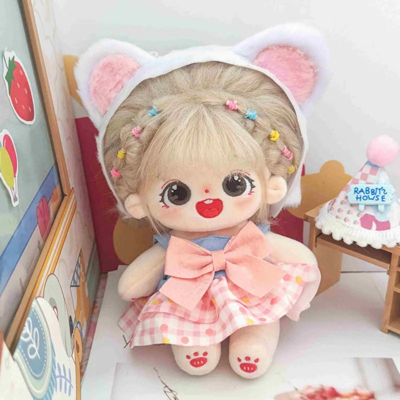 20cm Cute Plush Cotton Idol Doll With Clothes Stuffed Super Star Figure Dolls No Attribute Fat Body Doll Can Change Clothes Gift