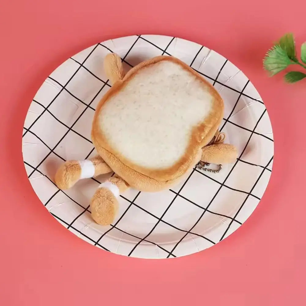 Cartoon Toast Bread Plush Toys Children Coin Purse Earphone Bag Coin Key Bag Doll Bag Pendant Birthday