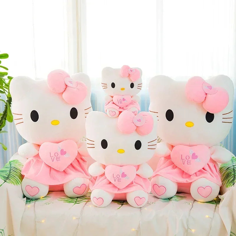 75cm Sanrio Kawaii Hello Kitty Plush Toy Pink Bow Dress Plushies Stuffed Animal Decoration Pillow Kids Birthday Christmas Gift