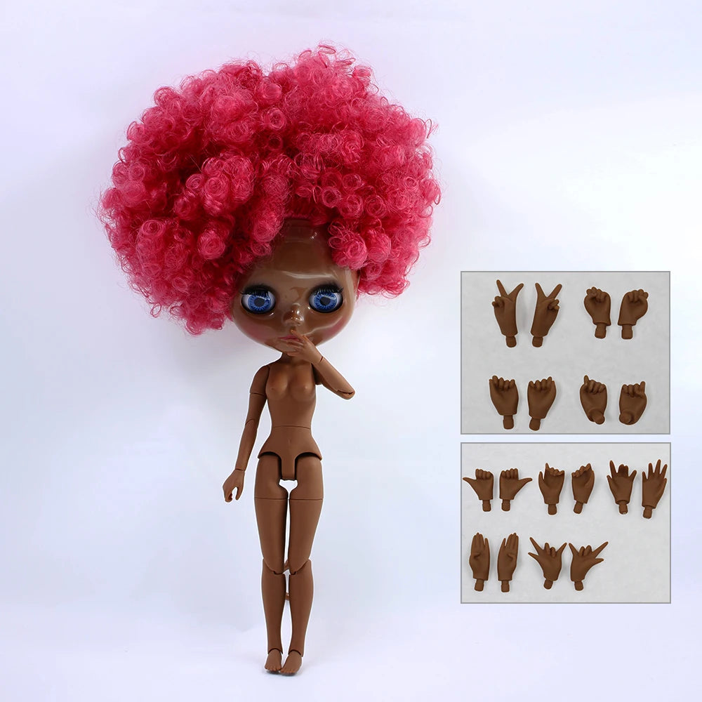 ICY DBS Blyth doll 1/6 bjd toy joint body dark skin afro hair 30cm doll  anime girls