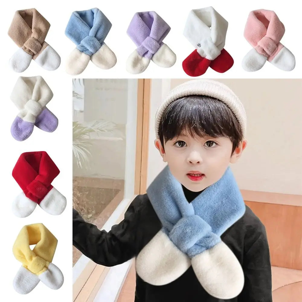 Bib Baby Thermal Neck Warmer Thickened Windproof Coldproof Boys Girls Plush Scarf Warm Neck Cover Snap Fastener