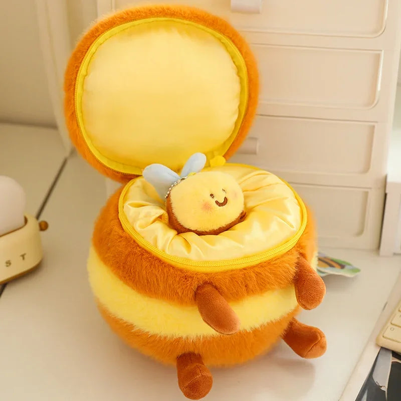 20/28CM Cute Zipper Bee Doll Stuffed Plush Animal Kids Toys Cartoon Pillow Creative Lovely Girls Doll Birthday Gifts Home Decor