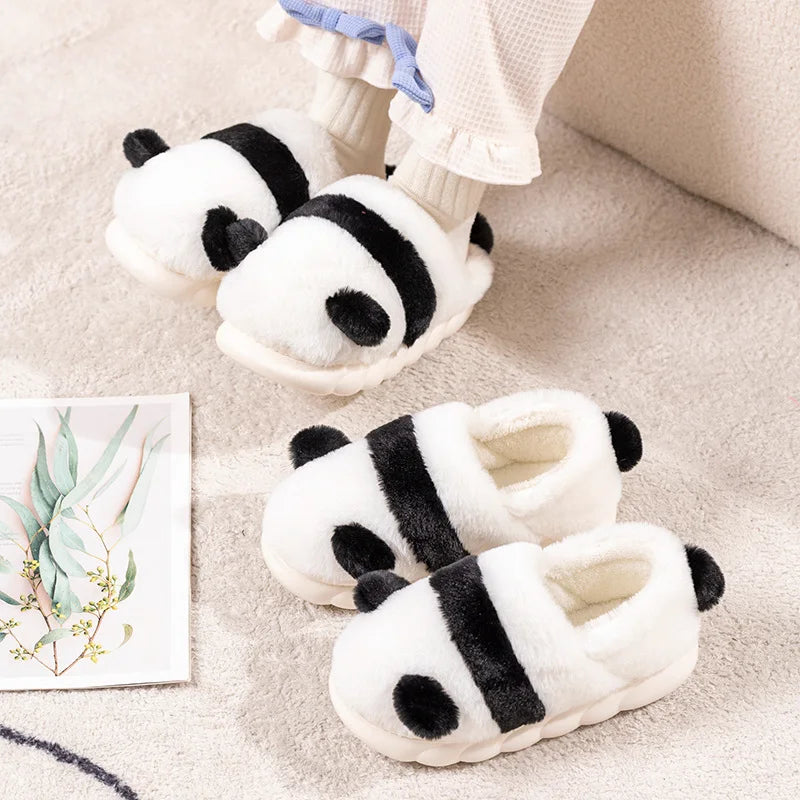 Kawaii Panda Slippers Women Shoes Winter Slippers Indoor House Shoes Warm Plush Slipper Men Couples Home Slides Footwear