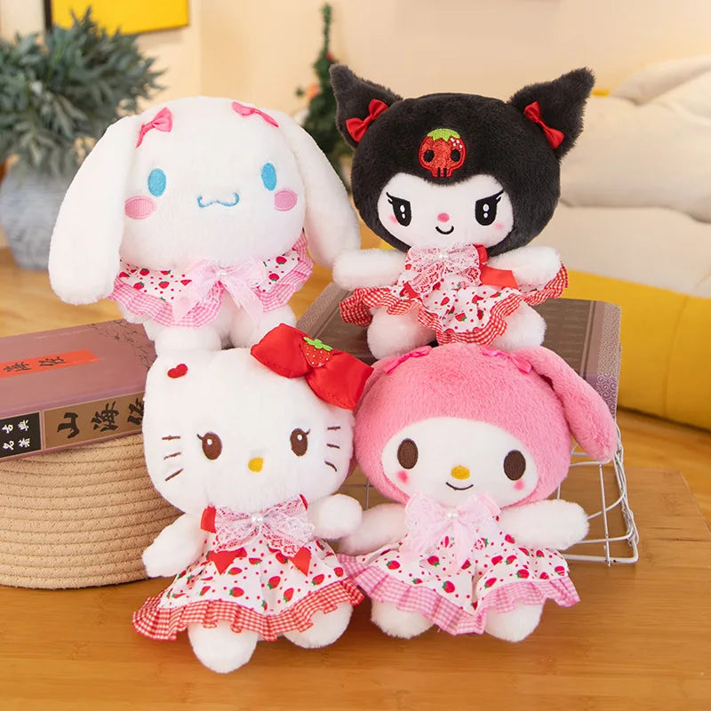 23cm Sanrio Hello Kitty Plush Kuromi KT Cat Toys Cartoon Dress Cinnamoroll My Melody Plush Doll Cushion Xmas Gift For Girls