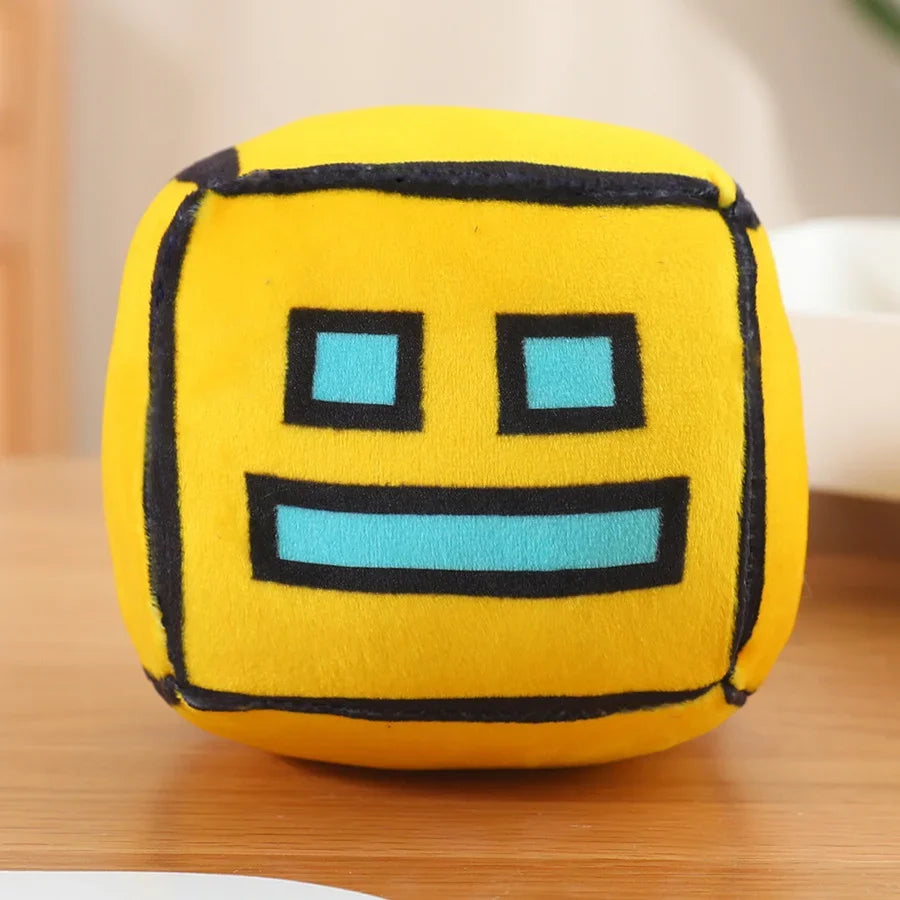 Geometry Dash Cube Plush Toys Stuffed Plushie Doll Small Pillow Square Pendant Game Cute Kids Fans Collection Birthday Gift 12CM