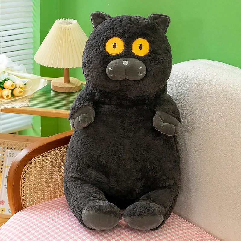 Cuddly Soft Stuffed Gaint Sitting Colorful Cats Staring Dolls Plush Animals Wide-eyed Cat Kawaii Toys Sofa Bed Pillow Kids Gift