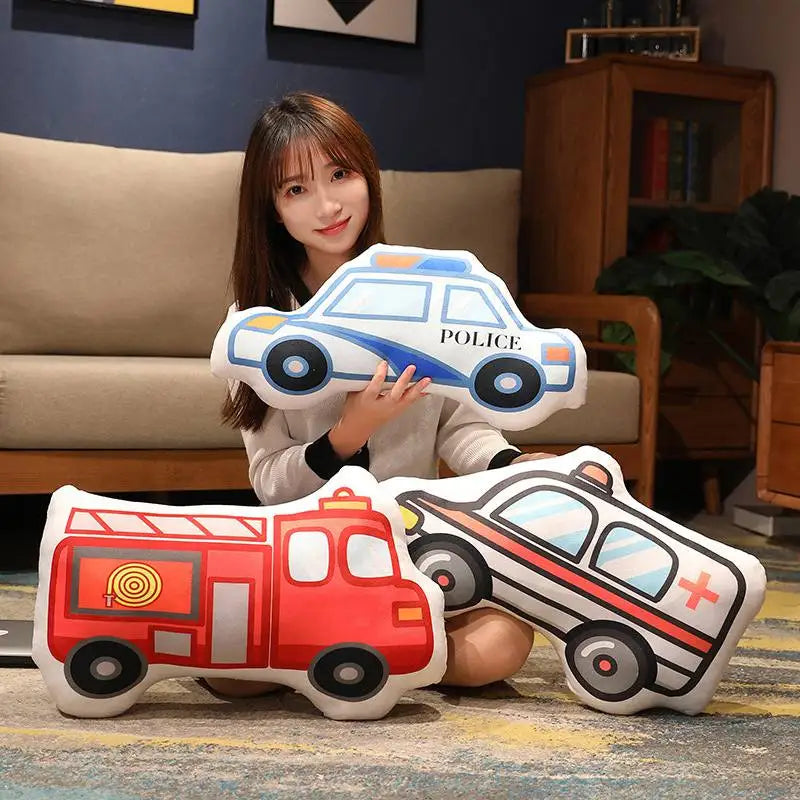 Kids Toys Aircraft Plush Toys Cute Cartoon Cars Fire Truck Cement Mixer Plush Toys Best Gifts For Childrens Room Decoration Gift