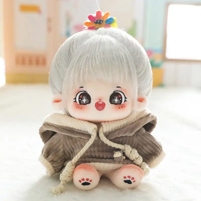 20cm No Attribute Ace of Spades Cotton Doll with Skeleton Silver Hair DIY Doll Plush Human Doll Figure Doll Collection Gift