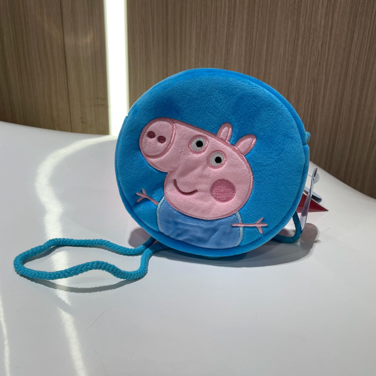 16cm New 100% Genuine Peppa Pig Plush Pink Blue Round bag Cross bags Peppa George kids Birthday gift Toy soft Doll hot sale