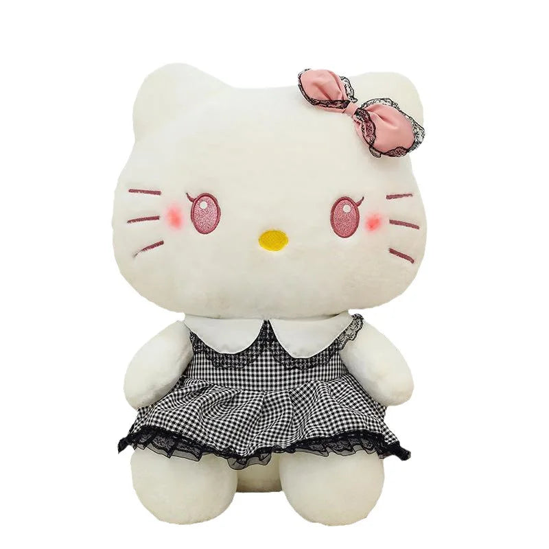 Sanrio Dark KT Cat Plush Toy Katie Cat Doll Stuffed Anime Doll Cartoon Cute Little Cat Puppet Doll Children's Gift Children Toys