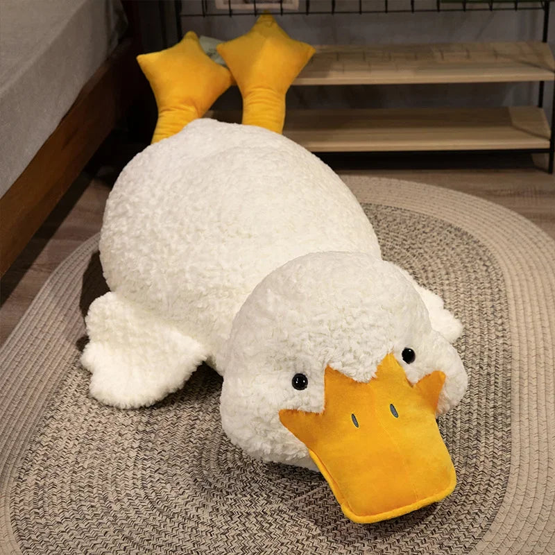 Giant Duck Plush Toy Stuffed Big Mouth White Duck lying Throw Pillow for Lover  Sleeping Cushion Pregnant Leg