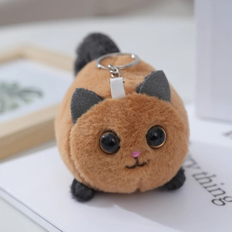 Cartoon Long Tailed Cat Plush Doll Keychain Creative Plush Doll School Bag Pendant Fashion Backpack Decoration Accessories Gifts