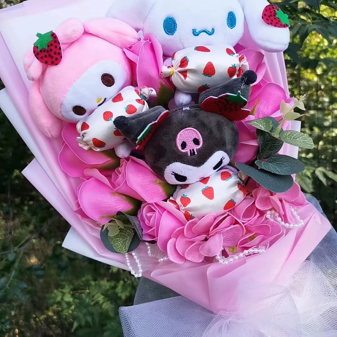 Anime Sanrio Kuromi My Melody Cinnamoroll Hello Kitty Plush  Bouquet Gift Hallowmas Valentine's Day Christmas Girl Friend Gifts