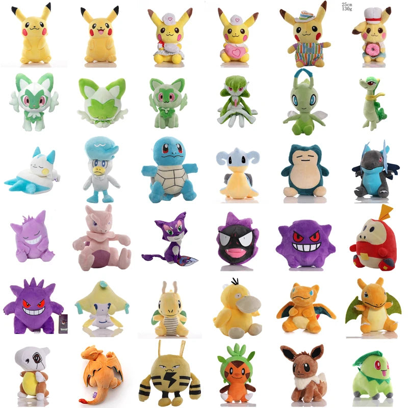 Newest Pokemon 70 Types Elf Plush Pikachu Toys Elekid Lucario Celebi Stuffed Doll Sprigatito Fuecoco Quaxly Plushies Xmas Gifts