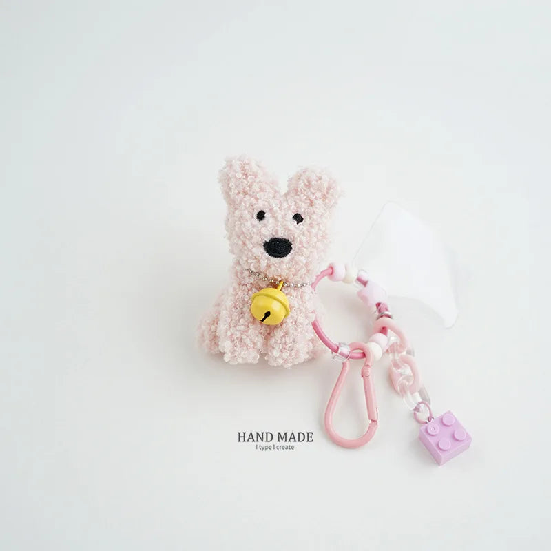 Kawaii Plush Puppy Toy Blocks Keychain Backpack Pendant Cartoon Anti drop chain Cute Car Brick Keyring Kids Women Bag Accessorie